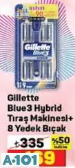 GİLLETTE BLUE3 HYBRİD TIRAŞ MAKİNESİ BIÇAĞI 8 YEDEK BIÇAK